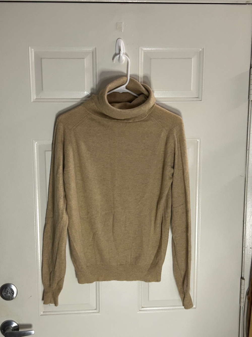 Women's Tan Turtleneck Sweater - Soft Knit 100% Cashmere 42